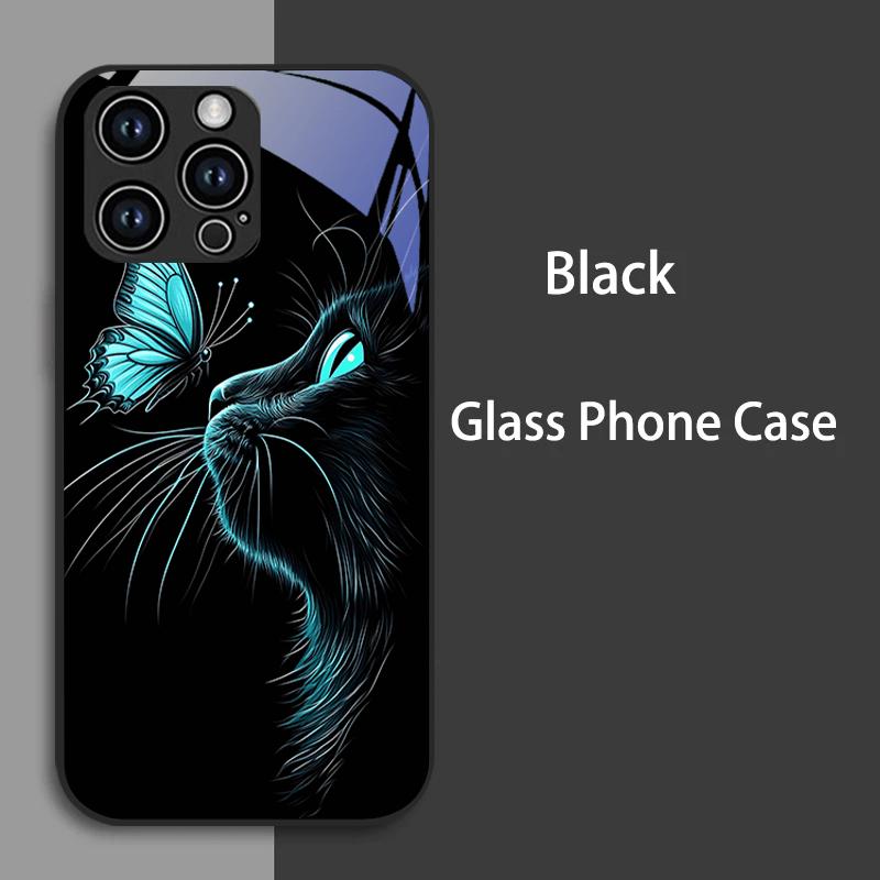 Чехол из закаленного стекла для iPhone 16e 16 Pro Max, стильные чехлы из закаленного стекла для iPhone 11 Pro 12 13 Mini 14 15 Plus, жесткий поликарбонатный чехол для телефона.