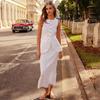 Women Casual Suit Square Collar Sleeveless Vest Long Skirt Suit Summer Matching Set for Party Daily Wear