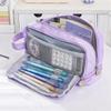 Zipper Closure Stationery Box Two Layer Storage Bag Portable Pencil Case  Students