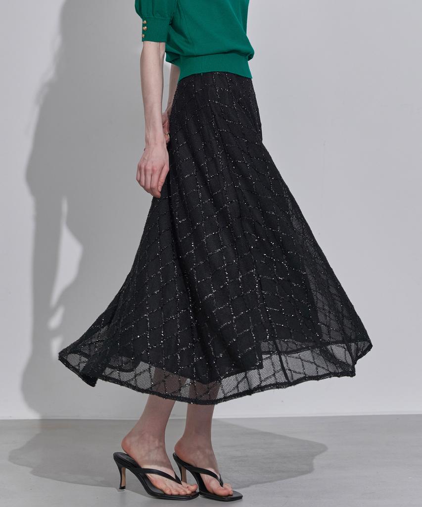 Leni And Mccoy Banded Glitter Pattern Flare Skirt Mm10Sk072Fcy