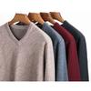 Man Autumn and Winter Clothes Middle-aged V-neck Sweater Men's Thickened Sweater Knitted Base Shirt