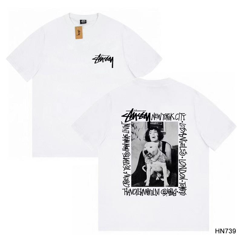 Stussy Летняя новая футболка из высококачественного хлопка с круглым вырезом для мужчин и женщин 2025 года, классический логотип с новым рисунком, парная футболка