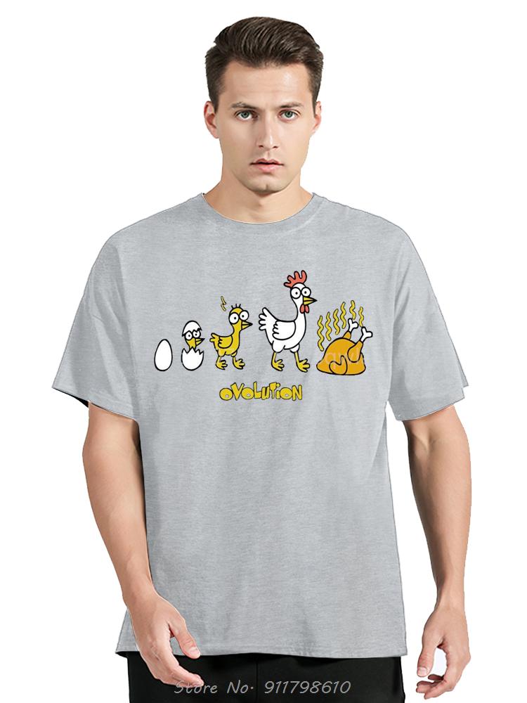 Овуляция Смешная футболка Эволюция курицы Шутка Вечеринка Рождество Рождественский подарок Футболка Топы Круглый вырез Короткие рукава Мода Уличная одежда