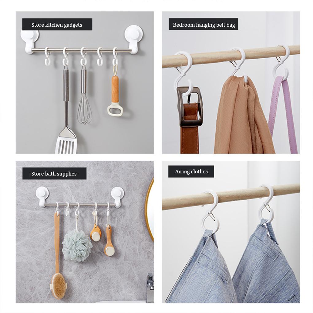 8 шт. Многофункциональный S-образный крючок с пряжкой для кухни, ванной, прочный ветрозащитный замок, крючки для одежды, пластиковая вешалка