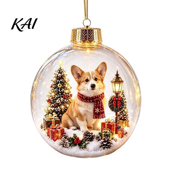 Transparent Holiday Tree Pendants Glowing Christmas Story Ornament, Mini Scene in Ball with Warm LED Illuminated Winter Ornaments Light,