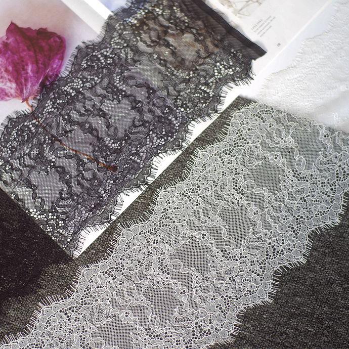 3 метра кружевная отделка ресниц, красивые черно-белые двухцветные перспективные тонкие ресницы, кружевная вышивка, кружевная одежда своими руками, обрезанная