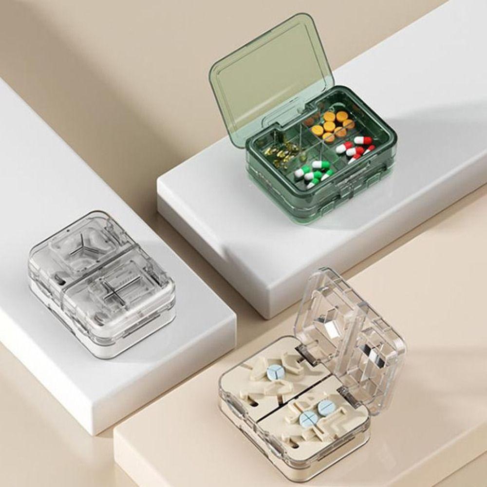 Moisture-proof Double-Layer Pill Box Plastic Pill Splitter Portable Pill Organizer Kids