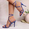 Fashion Women's Pointed Toe Patent Leather One Strap Cross Ankle Strap Stiletto Sandals Fashion Pump