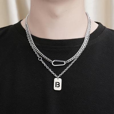 Новое двухслойное квадратное титановое ожерелье с буквами, мужской свитер в стиле хип-хоп, воротник-цепочка, аксессуары для свитера