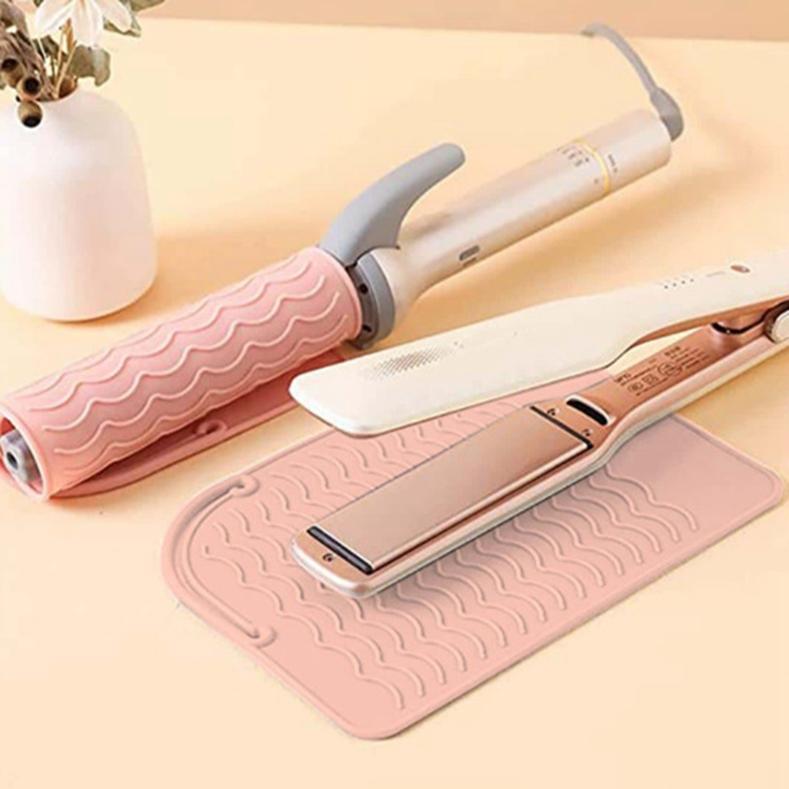 Travel Curling Iron Straightener Holder Non-Slip Pad Silicone Heat Protecting Pad