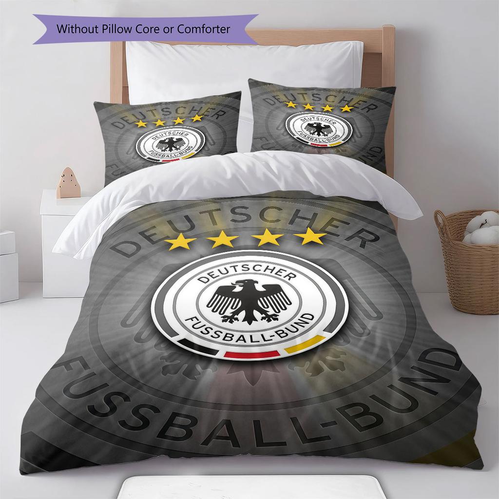 German Football Association Pattern Bedding Home Decoration Birthday Gift ( 1 duvet cover + 2 pillowcase, without core),fan merchandise.