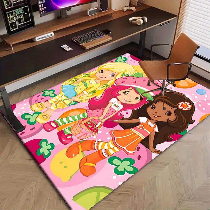 1pc Princess Strawberry (12) Design Printed Area Rug Carpet for Bedroom Living Room Home Decor Rugs Mat Non Slip Mat Rug for Bedside