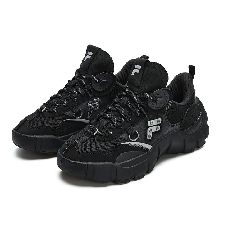 Fila Fusion Костяная ткань Уличные Модные Низкие Повседневные Кроссовки Женские Черный T12W311201FBK