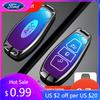 Car Sticker Hot For Ford New Leather Car Remote Key Case Keychain Accessories Holder for Ford ST Line Fiesta Focus Mondeo Ecospo