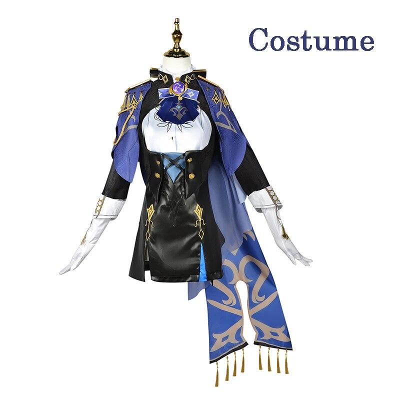 Clorinde Косплей Костюм Игра Genshin Impact Clorinde Косплей Женское Платье Для Девочек Fontaine Clorinde Косплей Платье Парик Хэллоуин