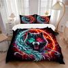 3pcs Galactic Wolf Print Bedding Set (1 Cover + 2 Pillowcases, Without Inserts), This Printed Bedding Set is Soft and Comfortable, Suitable for U