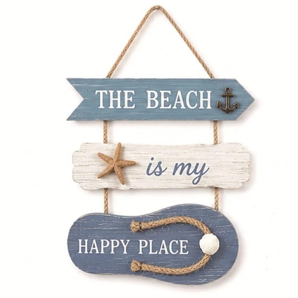 Flip Flop Shape Wooden Wall Hanging Ocean Theme Wall Hanging Pendant Living Room