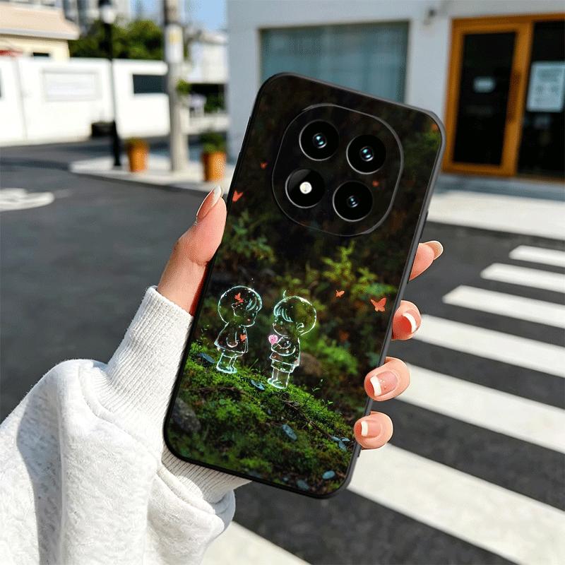 Природа Милый Детский Стиль Рисунка Мягкий Чехол для Телефона для Xiaomi Redmi Note 12 13 14 15 Pro Plus 11 12S 11S 11T 10 4G Черный Чехол Bac