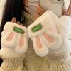 Перчатки для женщин на зиму милые студенческие теплые милые с откидной крышкой в виде кролика с пальцами и для письма плюшевые полупальцы плюс бархат для езды на велосипеде защита от мороза