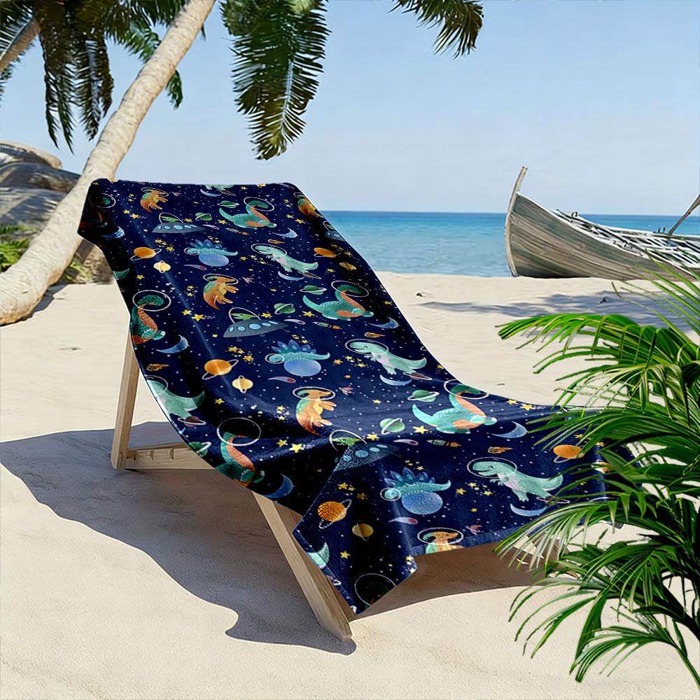 Dinosaur UFO Galaxy Space Print Beach Towel Quick-drying for Travel Outdoor Sports Jogging Beach and Swimming