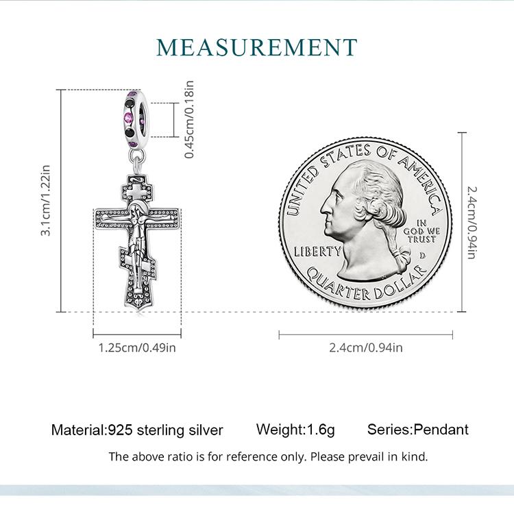 BAMOER Стерлингового Серебра 925 пробы Иисус и Крест Подвеска подходит для женщин DIY браслет и браслет Винтаж Крест Подвески Коллекция Изящных Ювелирных Изделий