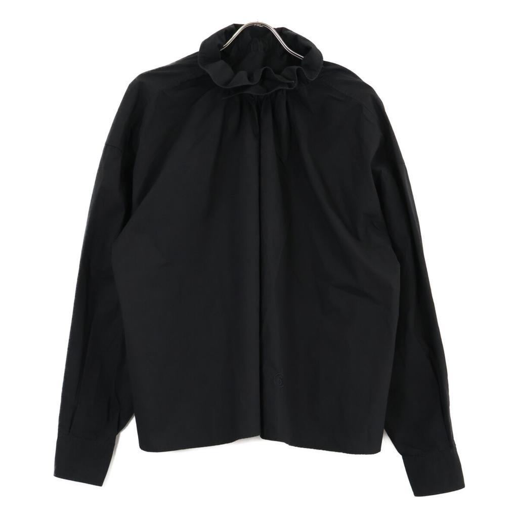 MM6 S32DL0261 20AW Черная блузка с оборками топы S черныйПодержанный