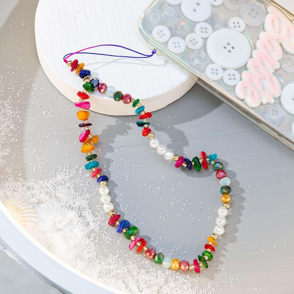 Подвесной шнурок из гравийного жемчуга для мобильного телефона, шнурок для сотового телефона, ремешок для мобильного телефона, цепочка из бусин