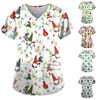 Christmas Women's V-neck Fashion Casual Christmas Printing Top Protective Work Suit