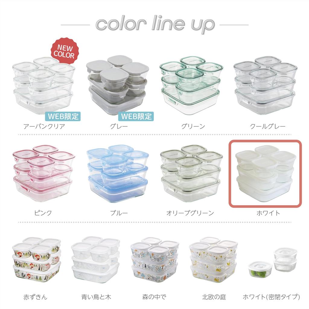 Контейнер для хранения из термостойкого стекла iwaki, квадратная упаковка, набор из 7 шт., белый, 200 мл x 4 шт., 500 мл x 2 шт., 1200 мл x 1 шт. & / / PS-PRN-7W