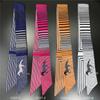 Stripe Horse Print Summer Scarf 2024 Design Women Skinny Bag Scarves Hair Band Neck Brand Silk Scarf Ladies Foulard Headband