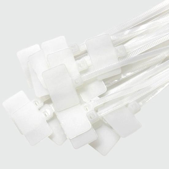 100 Pcs Nylon Marker Cable Zip Ties Self-Locking Zip Tags with Write On Cord Label for Electronics Network Ethernet Wire Organization