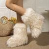 Женские зимние сапоги для отдыха на природе, роскошные меховые сапоги из искусственного меха лисы, новые модные сапоги, женские плюшевые теплые туфли на платформе, Bottes