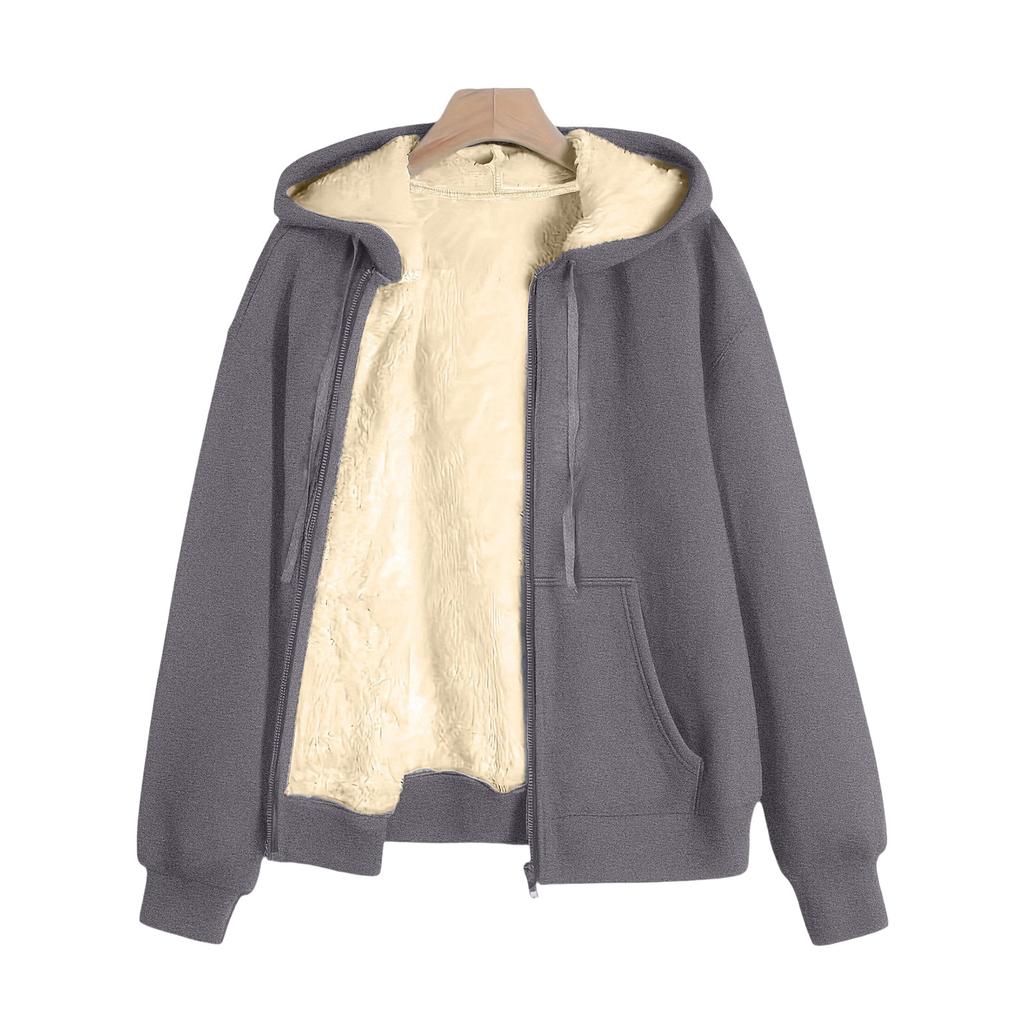 Fashionable Women's Winter Plush Hooded Sweatshirt Jacket Women's Tops