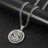 Men Hip Hop Rotating Dollar Pendant Long Necklace Rhinestone Jewelry Accessories