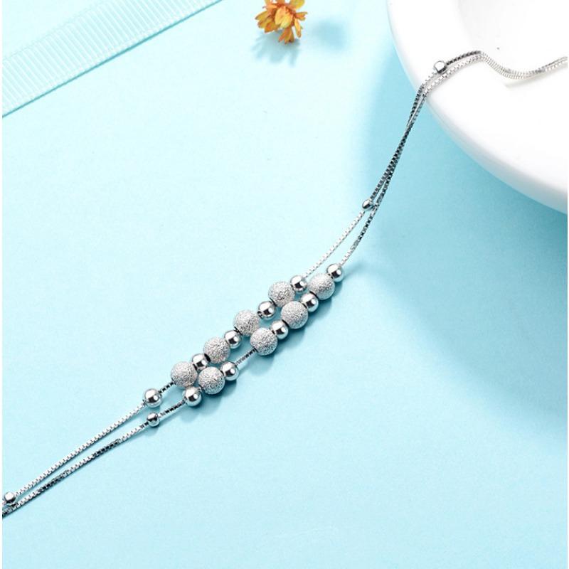 Браслет из стерлингового серебра S925 с бусинами, шариковый поршень, женский корейский стиль, универсальные изящные женские
