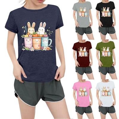 Женская повседневная футболка с круглым вырезом и короткими рукавами с принтом