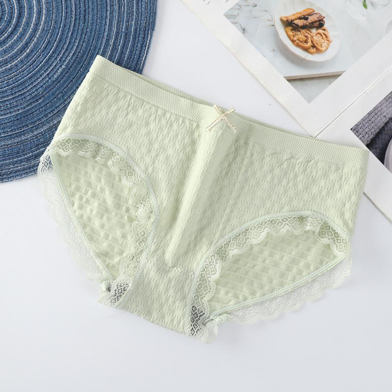 Bubble Pants Seamless Seamless Graphene Bare Ammonia Breathable Mid Waist Briefs Solid Color Lace Knickers Women's Triangle Panties