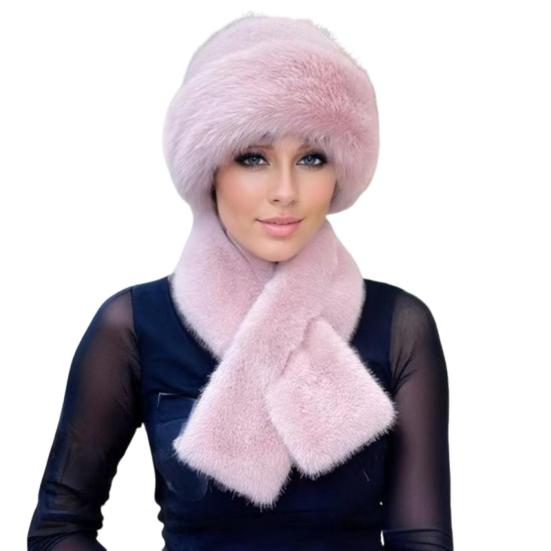 2 Pcs/Set Men Winter Mongolian Hat Neck Warmer Thick Stretchy Solid