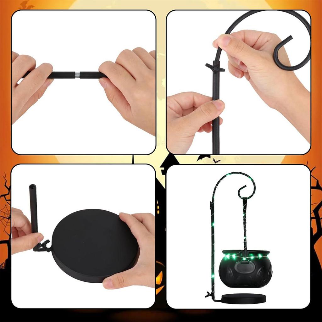 Halloween Witch Cauldron Metal Candy Bucket Container Tabletop Decoration For Spooky Party Centerpiece And Home