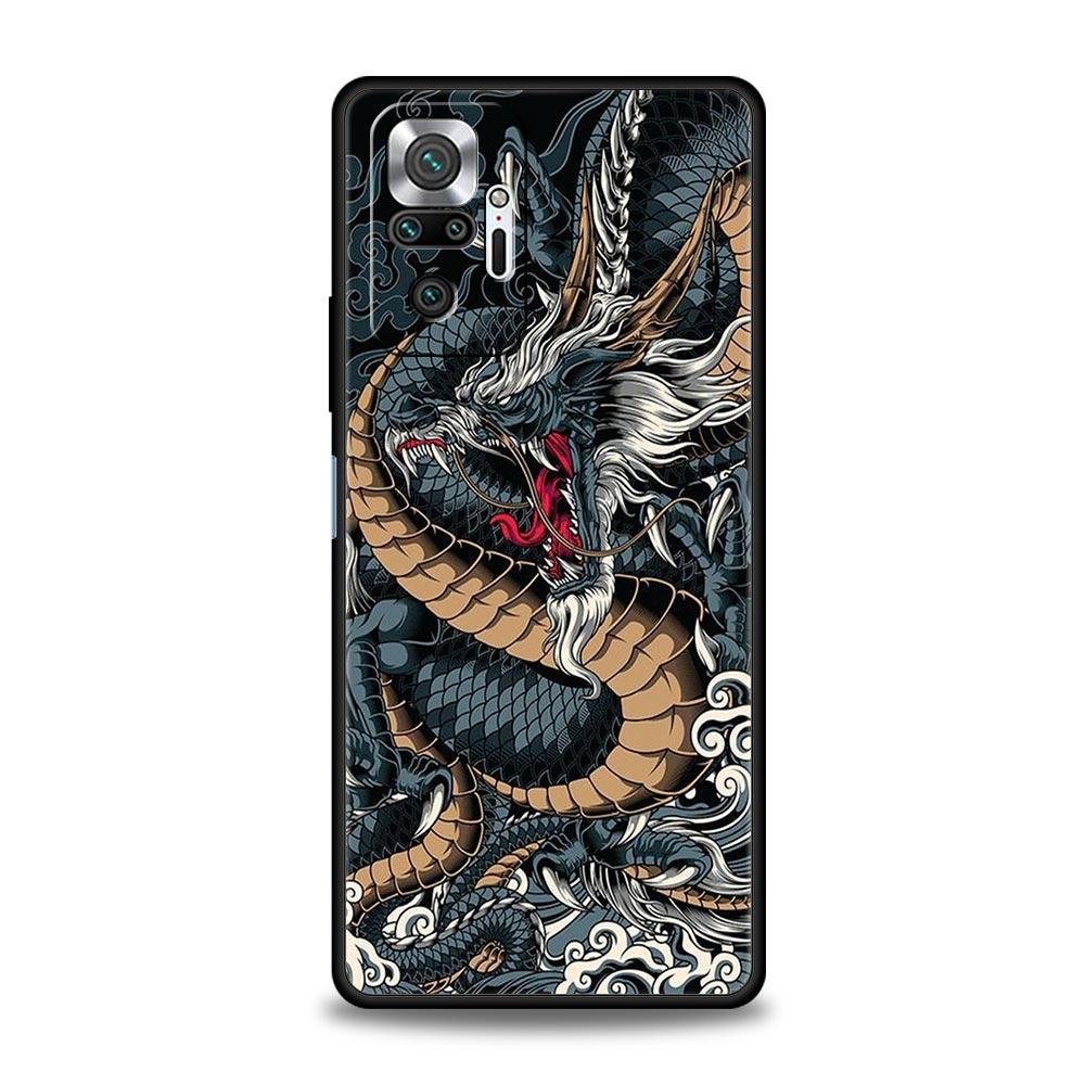 Чехол для телефона Дракон для Xiaomi Redmi Note 14 13 5G 10 11 12 Pro Plus 4G 14C 13C 12C 10C Черный Чехол