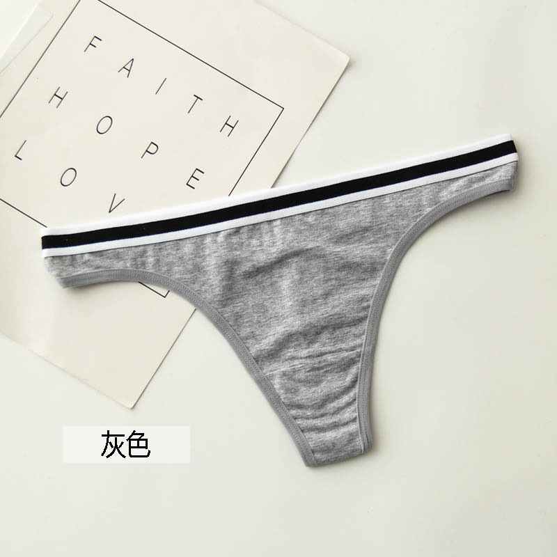 Женские спортивные стринги с Т-образным вырезом и эластичным поясом в полоску, женское хлопковое нижнее белье, трусики с низкой посадкой, женское нижнее белье