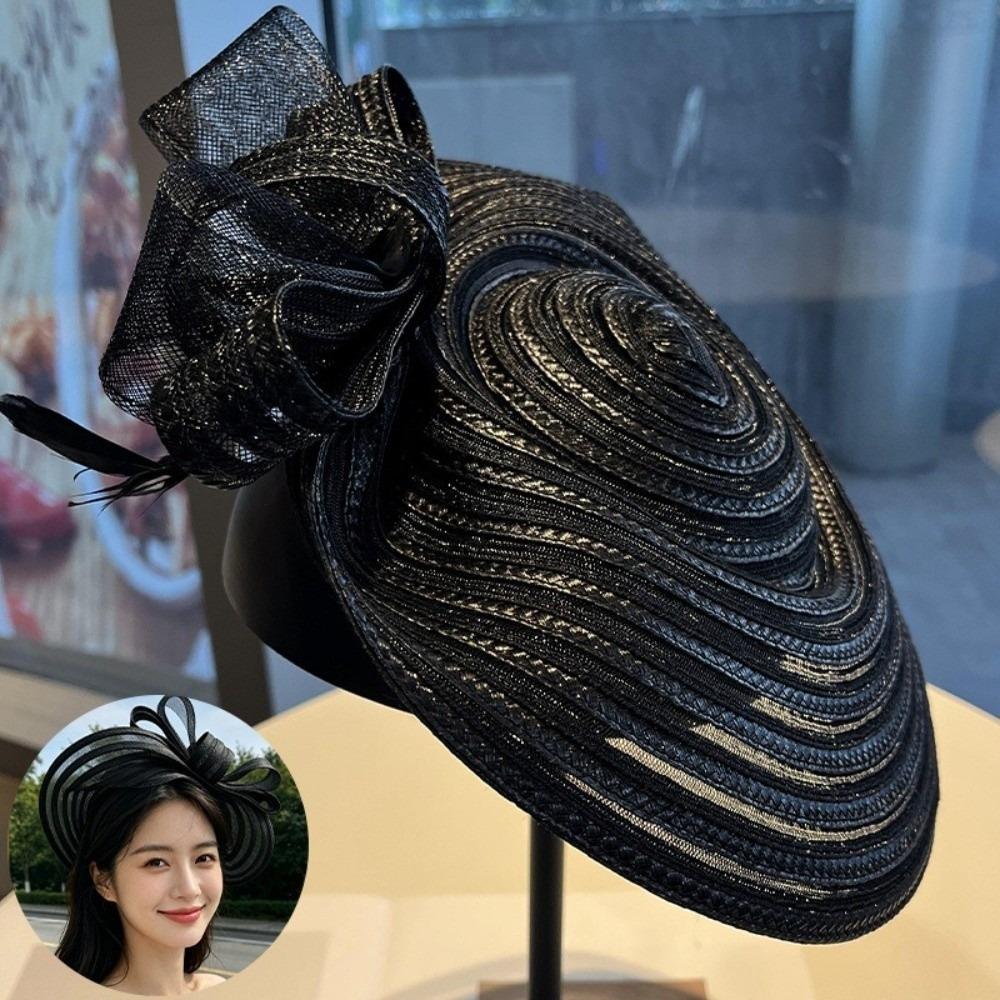 Bow Decoration Women's Tea Party Hat Headband Style Wedding Bridal Fascinator Hair Accessories