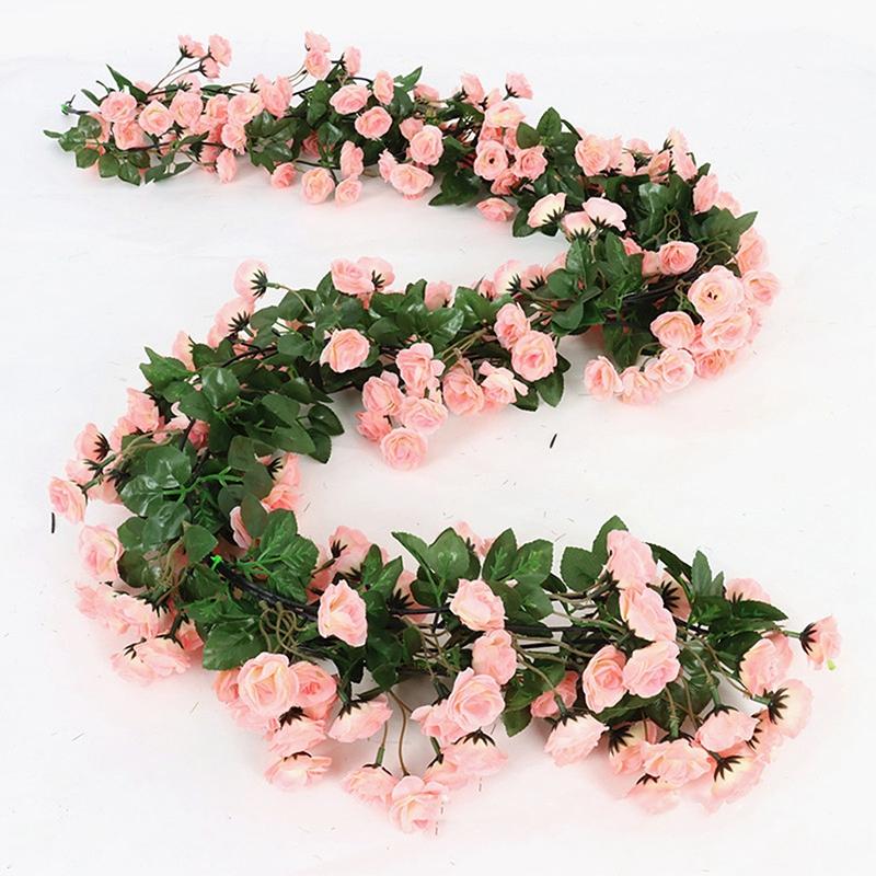 Виноградная лоза, шелковые искусственные розы, цветы для стены, рождественские искусственные растения из ротанга, гирлянда из листьев, романтическое свадебное украшение для дома