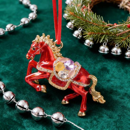 Лошадь Рождественское Украшение Стразы Декор Дерева Счастливое Животное Зодиака Тема Праздничное Праздничное Украшение