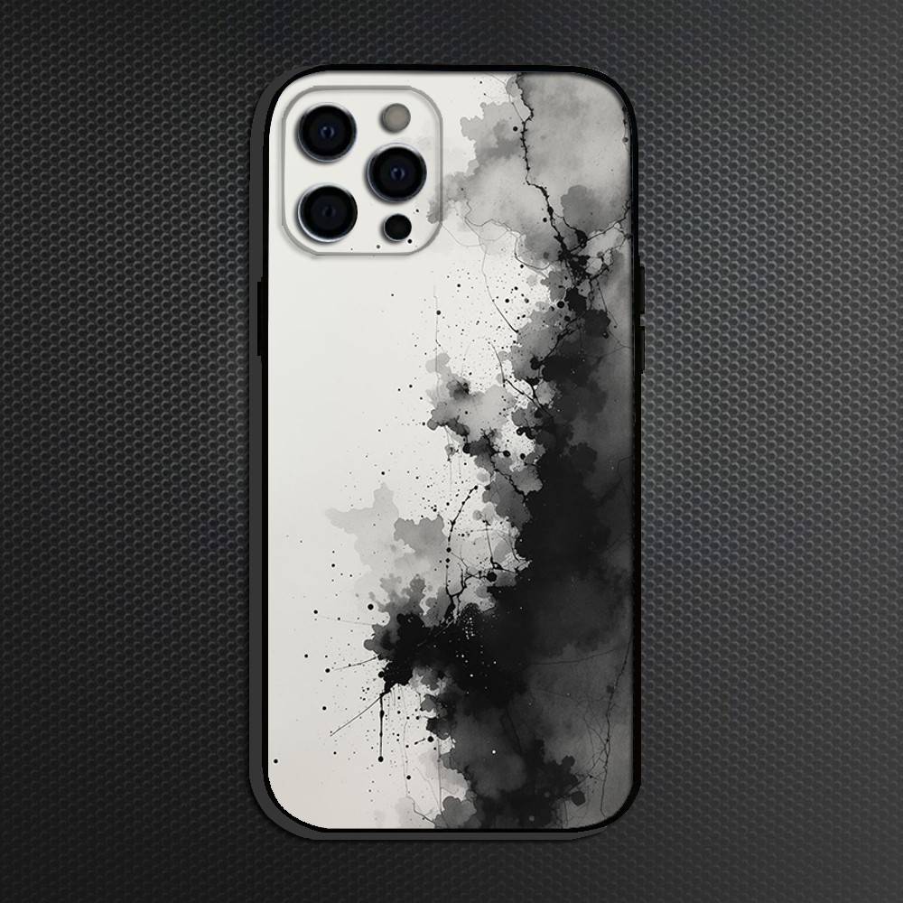 minimal black and white design Phone Case For iPhone 16,15,14,13,12,11 Plus,Pro Max, Others Soft Black Cover