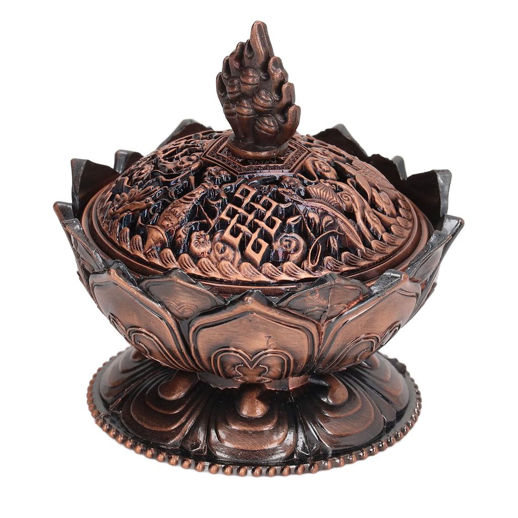 Lotus Incense Burner Vintage Style Flower Shaped Alloy Incense Holder for Home Decoration Antique