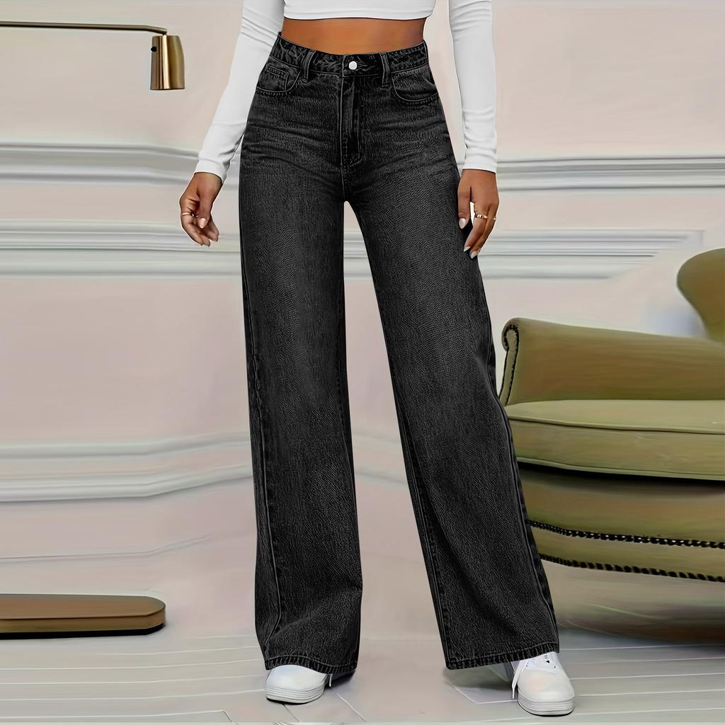Женские потертые женские джинсы с высокой талией Модные универсальные прямые брюки