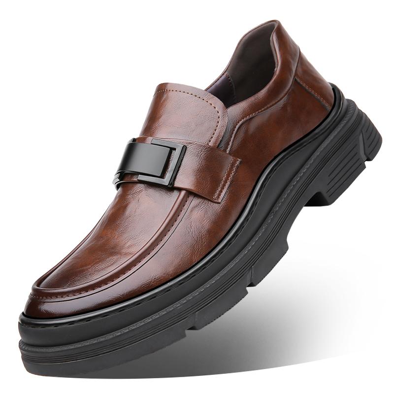Модные высококачественные мужские повседневные кожаные деловые туфли Классические туфли дерби на толстой подошве Лоферы Удобные и дышащие туфли для ходьбы