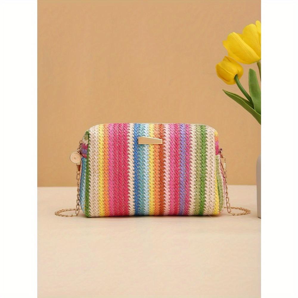 Girlish Color Straw Shoulder Bag Multifunctional, Portable and Perfect As a Women's Camera or Cosmetics Bag