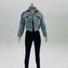 1: 6 Женская джинсовая куртка Langarm Denim Button Down содержит брюки и жилет для 12-дюймового масштаба
